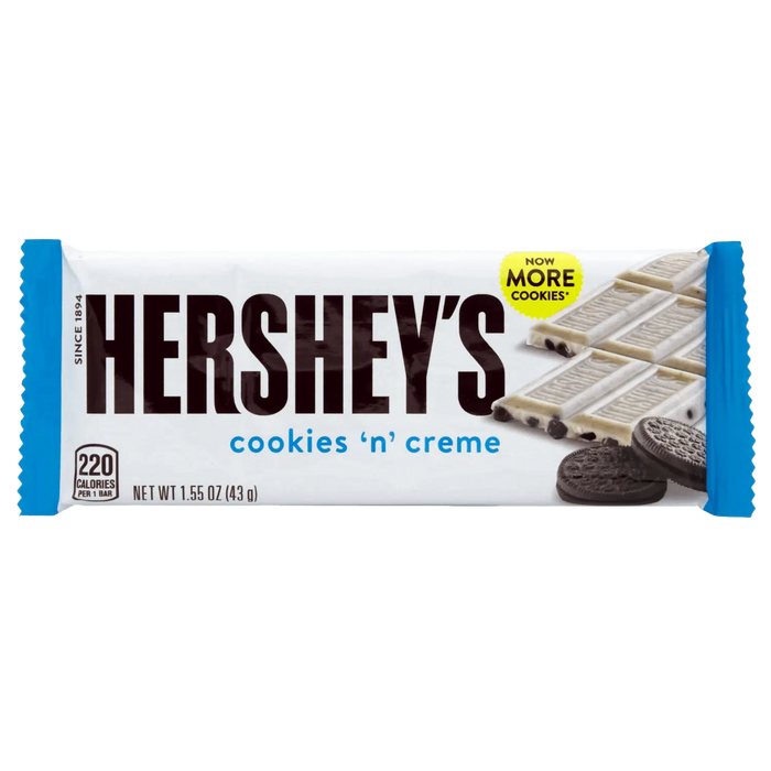 HERSHEY’S COOKIES N' CREME BAR, Tavoletta gusto cookies n' creme (43g)