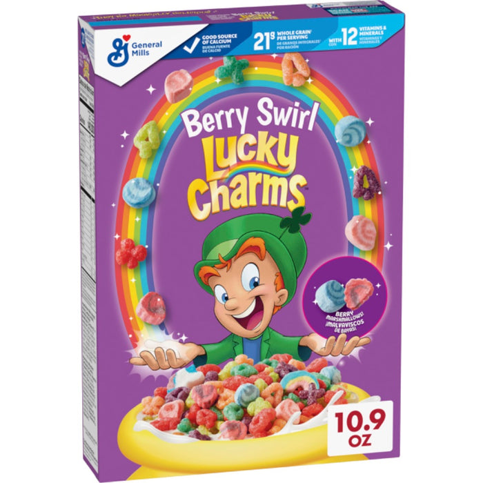 LUCKY CHARMS BERRY SWIRL, Cereali con marshmallow (317g)