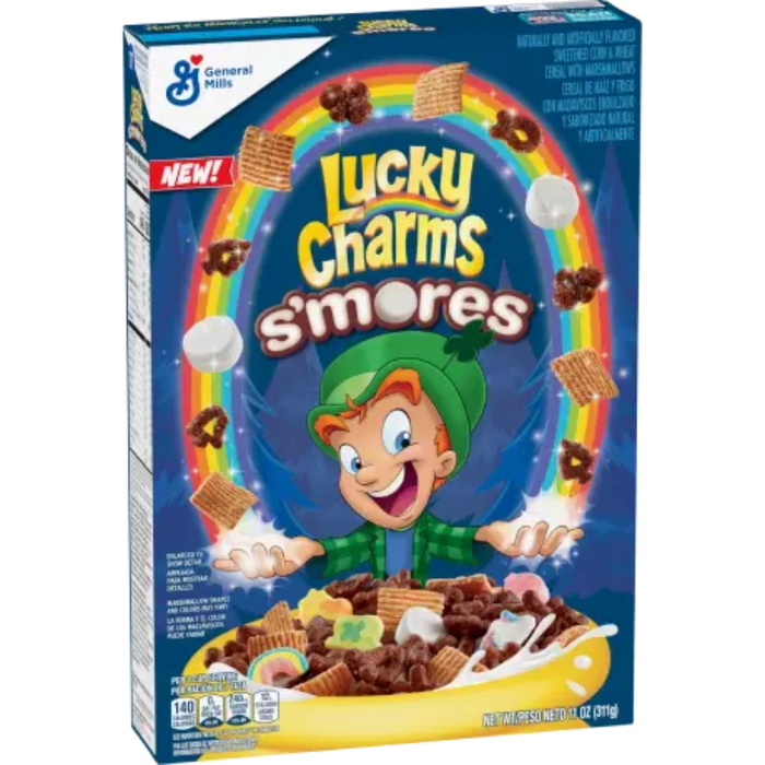 LUCKY CHARMS S'MORES CEREAL, Cereali con marshmallow e crackers Graham (311g)