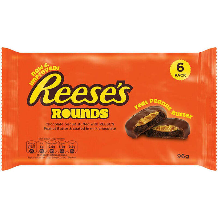 REESE'S ROUNDS BISCUITS, Biscotti con burro di arachidi e cioccolato (96 g)