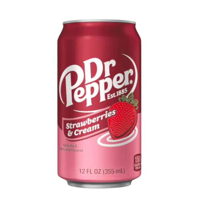 DR PEPPER STRAWBERRIES & CREAM, Soda gusto vaniglia e fragola (355 ml)