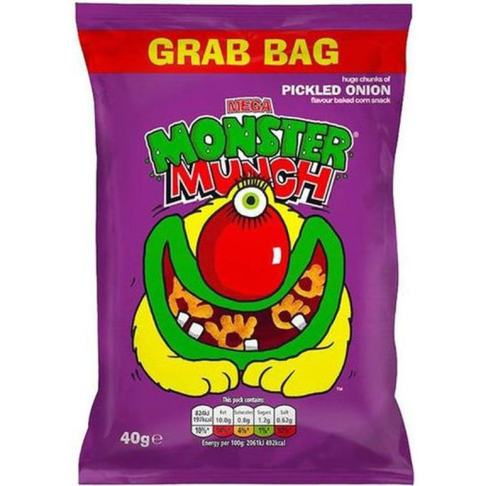WALKERS MONSTER MUNCH PICKLED ONION, Patatine al gusto di cipolla sott'aceto (20 g)