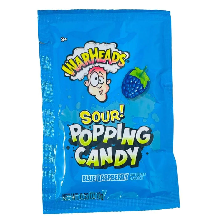 WARHEADS SOUR POPPING CANDY BLUE, Caramelle scoppiettanti gusto lampone (9g)